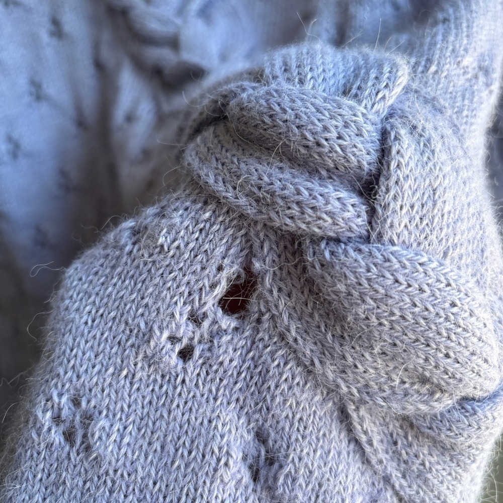 Peruvian Connection 100% Alpaca Womens M Purple Surplice Braided Knit Sweater - Picture 6 of 12